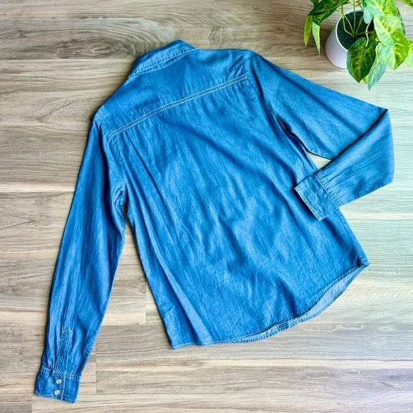 Iris‎ Los Angeles Denim Button Down Long Sleeve Shirt Size S - Picture 8 of 9